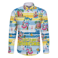 Surfing Christmas Family Matching Long Sleeve Bodycon Dress and Hawaiian Shirt Tropical Santa Let's Go Surfing DT02 Dad's Shirt - Long Sleeve Art - Polynesian Pride