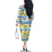 Surfing Christmas Family Matching Off Shoulder Long Sleeve Dress and Hawaiian Shirt Tropical Santa Let's Go Surfing DT02 - Polynesian Pride