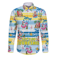 Surfing Christmas Family Matching Short Sleeve Bodycon Dress and Hawaiian Shirt Tropical Santa Let's Go Surfing DT02 Dad's Shirt - Long Sleeve Art - Polynesian Pride