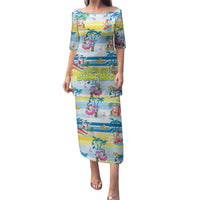 Surfing Christmas Puletasi Tropical Santa Let's Go Surfing DT02 Long Dress Art - Polynesian Pride