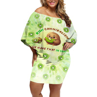 Kiwi Cannibalism Off Shoulder Short Dress New Zealand Kiwi Cute Bird Funny DT02 Women Green - Polynesian Pride