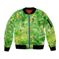 I Love Kiwi Sleeve Zip Bomber Jacket New Zealand Kiwi Fruit Summer Cocktail