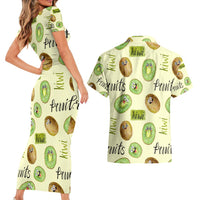 Kiwi Cute Humorous Couples Matching Short Sleeve Bodycon Dress and Hawaiian Shirt New Zealand Fruit