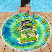 Just a Girl Who Loves Kiwis Beach Blanket New Zealand Tie Dye