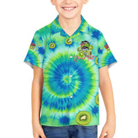 Just a Girl Who Loves Kiwis Family Matching Off Shoulder Short Dress and Hawaiian Shirt New Zealand Tie Dye DT02 Son's Shirt Green - Polynesian Pride
