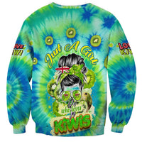 Just a Girl Who Loves Kiwis Sweatshirt New Zealand Tie Dye