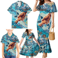 Hand In Hand Father's Day Polynesian Family Matching Mermaid Dress and Hawaiian Shirt Tribal Flower Pattern