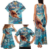 Hand In Hand Father's Day Polynesian Family Matching Tank Maxi Dress and Hawaiian Shirt Tribal Flower Pattern
