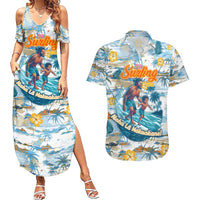 Hawaii Father's Day It's Surfing Time Couples Matching Summer Maxi Dress and Hawaiian Shirt Aloha Lā Makuakane
