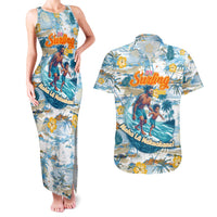Hawaii Father's Day It's Surfing Time Couples Matching Tank Maxi Dress and Hawaiian Shirt Aloha Lā Makuakane