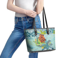 Palau Father's Day Polynesia Leather Tote Bag Dad and Son