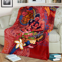Happy Father's Day French Polynesia Blanket Family Turtle Hibiscus