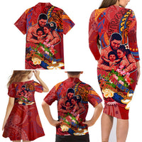 Happy Father's Day French Polynesia Family Matching Long Sleeve Bodycon Dress and Hawaiian Shirt Family Turtle Hibiscus