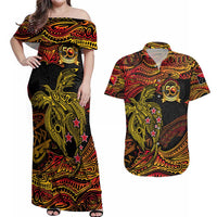 Papua New Guinea 50th Independence Day Couples Matching Off Shoulder Maxi Dress and Hawaiian Shirt Culture Spirit and Sovereignty