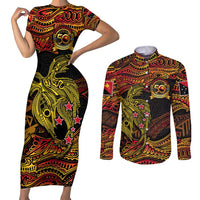 Papua New Guinea 50th Independence Day Couples Matching Short Sleeve Bodycon Dress and Long Sleeve Button Shirt Culture Spirit and Sovereignty