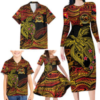 Papua New Guinea 50th Independence Day Family Matching Long Sleeve Bodycon Dress and Hawaiian Shirt Culture Spirit and Sovereignty
