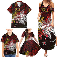 PNG 1975 - 2025 Family Matching Summer Maxi Dress and Hawaiian Shirt Papua New Guinea 50th Independence Anniversary