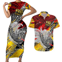 Papua New Guinea 50th Independence Day Couples Matching Short Sleeve Bodycon Dress and Hawaiian Shirt Celebrate Our History, Inspire Our Future