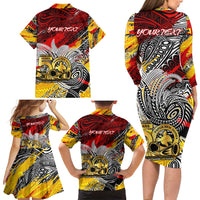 Papua New Guinea 50th Independence Day Family Matching Long Sleeve Bodycon Dress and Hawaiian Shirt Celebrate Our History, Inspire Our Future