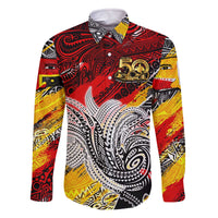 Papua New Guinea 50th Independence Day Family Matching Off The Shoulder Long Sleeve Dress and Hawaiian Shirt Celebrate Our History, Inspire Our Future