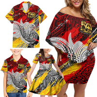 Papua New Guinea 50th Independence Day Family Matching Off Shoulder Short Dress and Hawaiian Shirt Celebrate Our History, Inspire Our Future