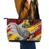 Papua New Guinea 50th Independence Day Leather Tote Bag Celebrate Our History, Inspire Our Future