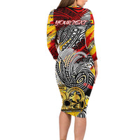 Papua New Guinea 50th Independence Day Long Sleeve Bodycon Dress Celebrate Our History, Inspire Our Future