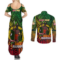 Vanuatu 45th Independence Anniversary Couples Matching Summer Maxi Dress and Long Sleeve Button Shirt Embracing Our Traditions Shaping Our Future DT02 - Polynesian Pride