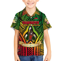 Vanuatu 45th Independence Anniversary Family Matching Long Sleeve Bodycon Dress and Hawaiian Shirt Embracing Our Traditions Shaping Our Future