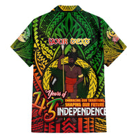 Vanuatu 45th Independence Anniversary Family Matching Off The Shoulder Long Sleeve Dress and Hawaiian Shirt Embracing Our Traditions Shaping Our Future