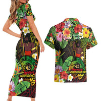 45th Anniversary of Freedom Vanuatu Couples Matching Short Sleeve Bodycon Dress and Hawaiian Shirt Island Pride Cultural Power Pacific Unity