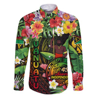45th Anniversary of Freedom Vanuatu Family Matching Off The Shoulder Long Sleeve Dress and Hawaiian Shirt Island Pride Cultural Power Pacific Unity