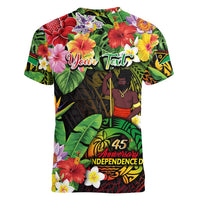 45th Anniversary of Freedom Vanuatu Women V-Neck T-Shirt Island Pride Cultural Power Pacific Unity DT02 - Polynesian Pride