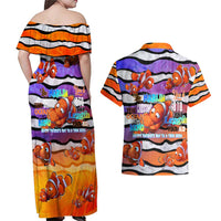 The Ocean Best Dad Couples Matching Off Shoulder Maxi Dress and Hawaiian Shirt Like Marlin Happy Fathers Day To a True Hero - Polynesian Pride