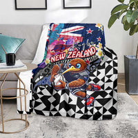 Kiwi New Zealand Rugby Blanket Kiwis Mascot Tropical Pattern