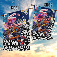 Kiwi New Zealand Rugby Garden Flag Kiwis Mascot Tropical Pattern