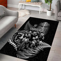All Black Brothers Rugby Area Rug New Zealand Maori Haka