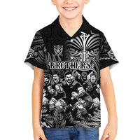 Personalized All Black Brothers Rugby Family Matching Summer Maxi Dress and Hawaiian Shirt New Zealand Maori Haka