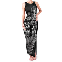 Personalized All Black Brothers Rugby Family Matching Tank Maxi Dress and Hawaiian Shirt New Zealand Maori Haka