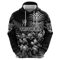 Personalized All Black Brothers Rugby Zip Hoodie New Zealand Maori Haka