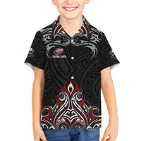 All Black NZL Rugby Champions Family Matching Long Sleeve Bodycon Dress and Hawaiian Shirt Maori Warrior