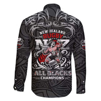 All Black NZL Rugby Champions Family Matching Puletasi and Hawaiian Shirt Maori Warrior