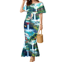 Wailua Falls Hawaii Family Matching Mermaid Dress and Hawaiian Shirt Kauai Natural Beauty