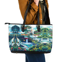Wailua Falls Hawaii Leather Tote Bag Kauai Natural Beauty DT02 - Polynesian Pride