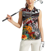 Personalized American Samoa Warrior Women Sleeveless Polo Shirt Shark Turtle Polynesian Tattoo DT02 - Polynesian Pride