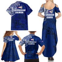 Sharks And American Samoa Family Matching Summer Maxi Dress and Hawaiian Shirt Simple Polynesian Blue