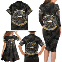 Personalized Shaka Girls America Samoa Family Matching Long Sleeve Bodycon Dress and Hawaiian Shirt Tropical Flowers Vintage DT02 - Polynesian Pride