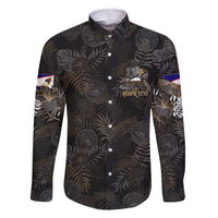 Personalized Shaka Girls America Samoa Family Matching Long Sleeve Bodycon Dress and Hawaiian Shirt Tropical Flowers Vintage DT02 Dad's Shirt - Long Sleeve Black - Polynesian Pride