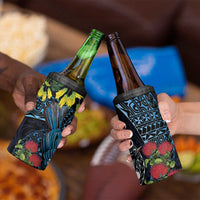 New Zealand Tui Bird 4 in 1 Can Cooler Tumbler Maori Koru Mix Pohutukawa