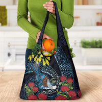 New Zealand Tui Bird Grocery Bag Maori Koru Mix Pohutukawa